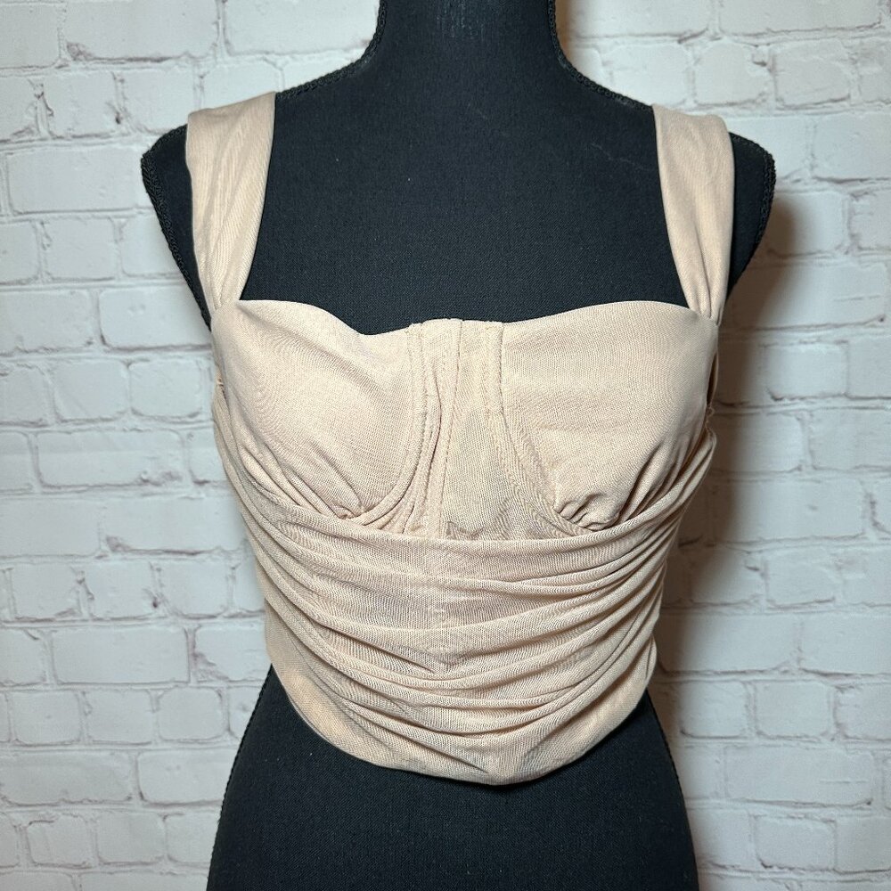 windsor cropped tan blouse